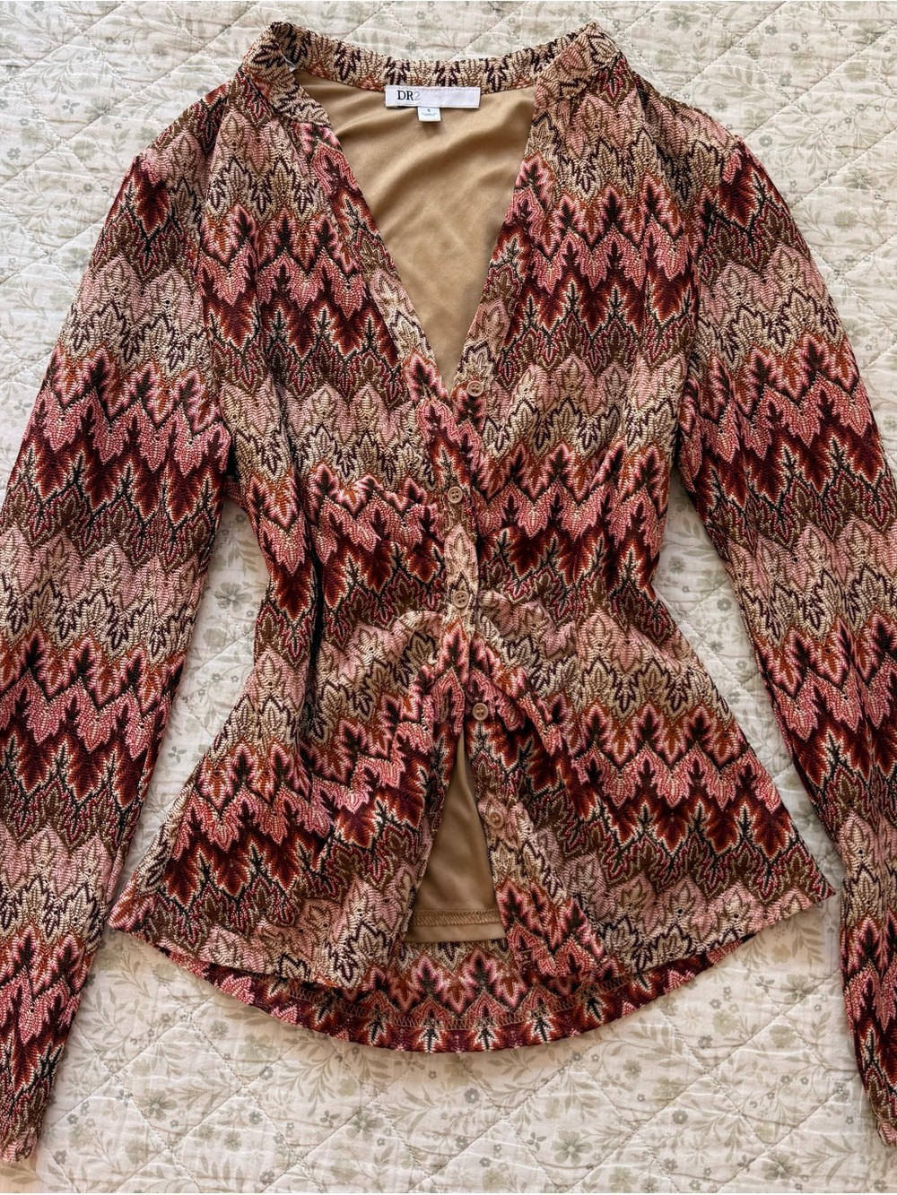 Y2k DR2 button up multicolored blouse